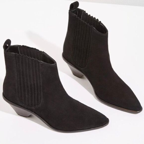 Jigsaw Camila Black Leather Suede Western Boots - Picture 2 of 7